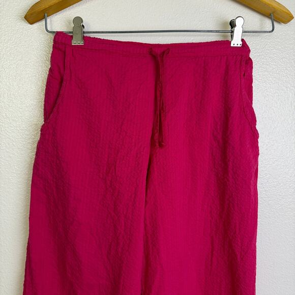 Bryn Walker Pink Pants Womens XXS Wide Leg Pull On Elastic Pockets Crop Cotton - Picture 3 of 9